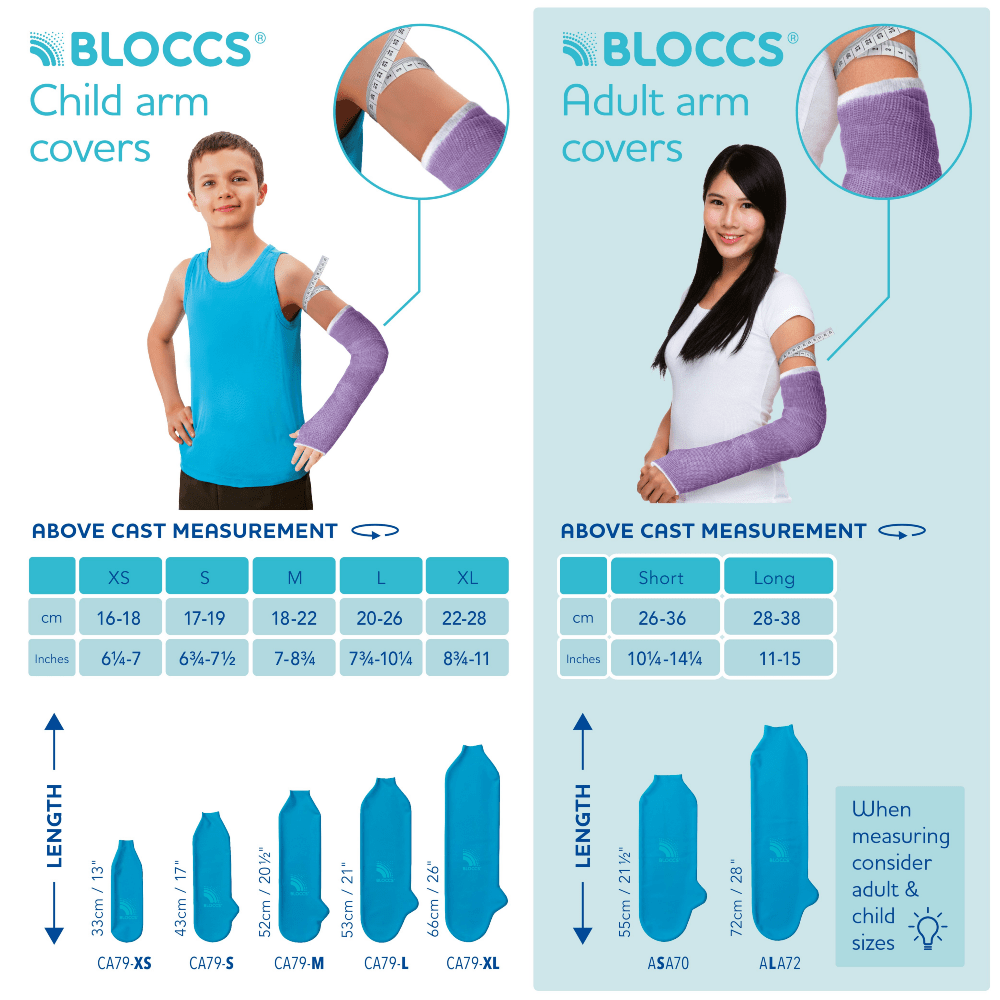 Bloccs Waterproof Arm Protectors Sizing Guide 2023