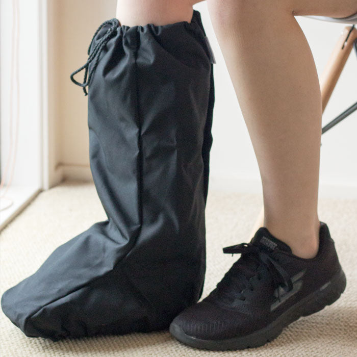 Waterproof walking boot cover closeup