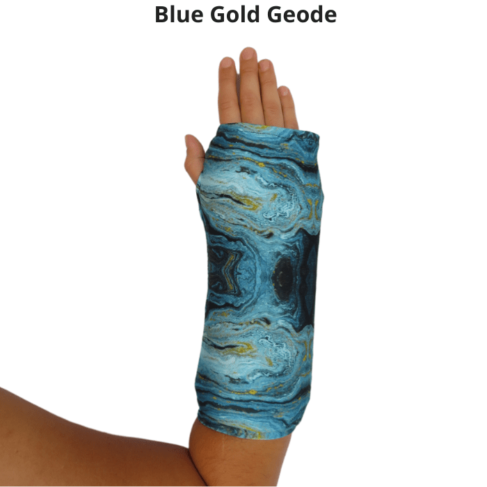 Blue Gold Geode short arm cast cover