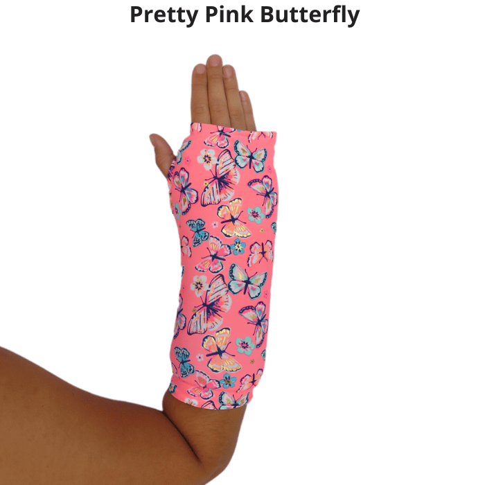 pretty pink butterfly decorative short arm cast cover