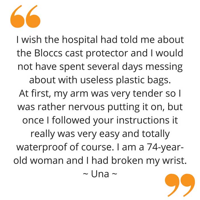 Una's feedback on her waterproof arm cast protector