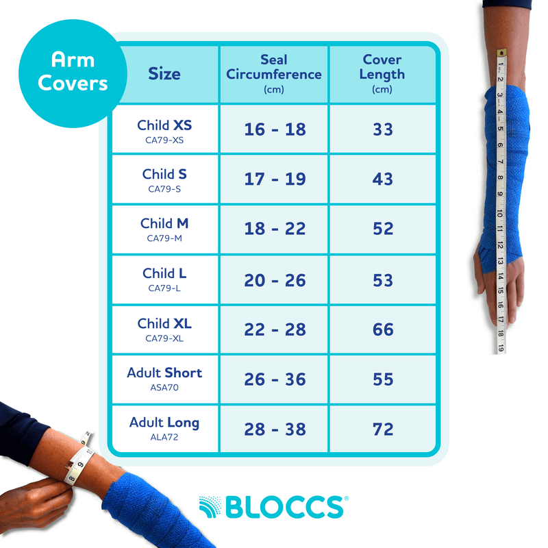 Bloccs Waterproof Arm Protectors Sizing Guide 2024