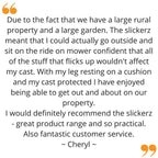 Cheryl's feedback on Slickerz weather cover for leg casts