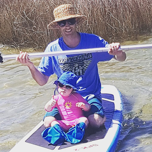 Ella wearing her waterproof short leg covers