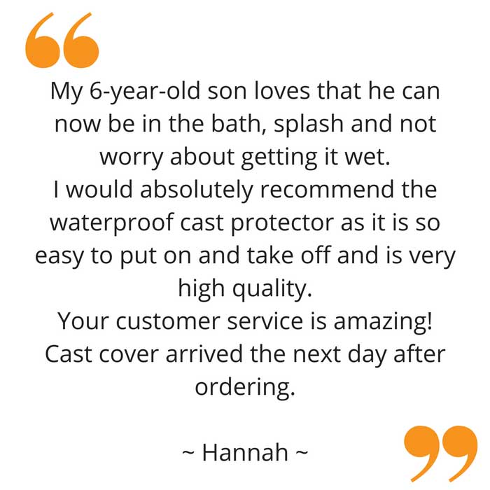 Hannah's feedback on her waterproof arm cast protector