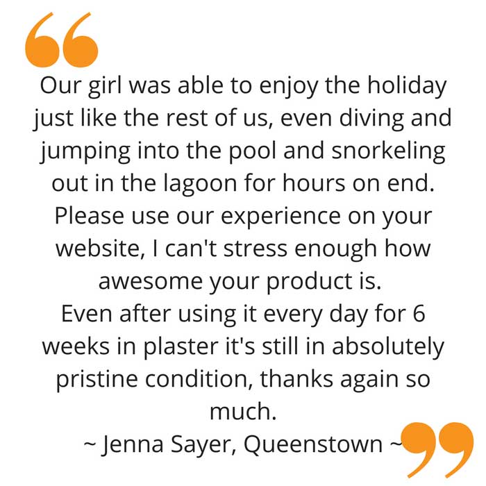 Jenna's waterproof arm cast protector feedback