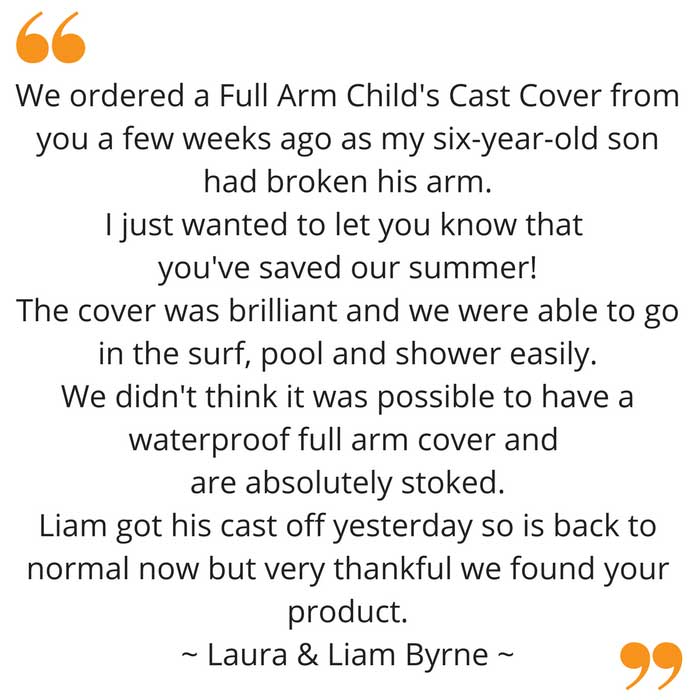 Laura's feedback on her waterproof arm cast protector